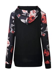 Sublimated Hoodie Ladies <b>Long</b> Sleeve Floral Print Sublimation <b>Hoodies</b> with Pocket Raglan Sleeves <b>Hoodies</b> <b>for</b> <b>Women</b> - Product Image 2