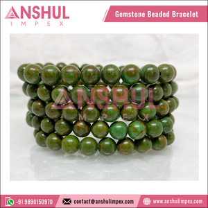 Top Quality Green Color Healing Crystal Green Unakite Round <b>Gemstone</b> Hand Beaded <b>Bracelet</b> from Indian Supplier - Product Image 4