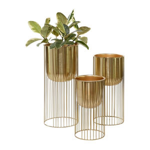 Bac de jardinage en métal finition argent, 2 pièces, avec support, décoratif, pour l'intérieur et l'extérieur, bon marché, à vendre - Product Image 4