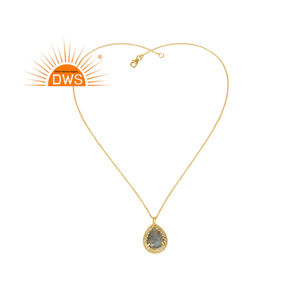 Best Selling 2026 <b>Sterling</b> <b>Silver</b> Natural Labradorite & White Topaz Gemstone <b>Pendant</b> <b>Necklace</b> For Women jewelry manufacturer - Product Image 1