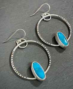 Pendiente único de piedra preciosa Natural de plata de ley 925 sólida turquesa, joyería llamativa - Product Image 1