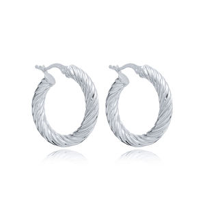 Pendientes de aro Curled de 29 mm para mujer, joyería de plata de ley 925 para mujer, aretes de moda, joyería - Product Image 2