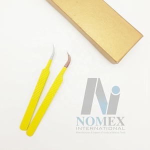 Pinzas con recubrimiento de polvo amarillo de alta calidad, acero inoxidable de precisión para el cuidado personal, extensión de pestañas sostenible al por mayor - Product Image 2