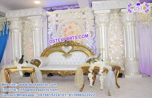 Decoración de escenario para boda, escenario de fibra glamurosa, blanco, bollwood, con temática de Estados Unidos, inglés, blanco - Product Image 6