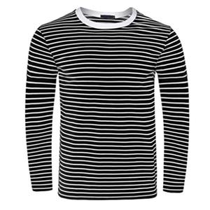 Camiseta transpirable de manga larga de punto teñida de hilo personalizada, Diseño a rayas suave y cómodo, técnica de lavado estilo Hip Hop de talla grande - Product Image 1