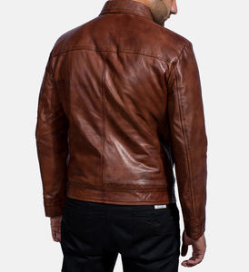 แจ็กเก็ตมอเตอร์ไซค์100% หนังวัวแท้ทรงบางพอดีกันน้ำคอตั้งใช้ได้กับทุกขนาด - Product Image 5