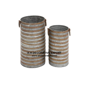 Macetero alto de Metal galvanizado para el hogar, florero antiguo decorativo para decoración de sala de estar - Product Image 2