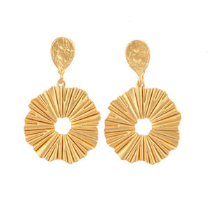 Pendientes de Diseño Único, Sin Deslustre, Acabado Martillado, Chapado en Oro Mate, para Mujer, Pendientes Colgantes, Joyería de Moda - Product Image 1