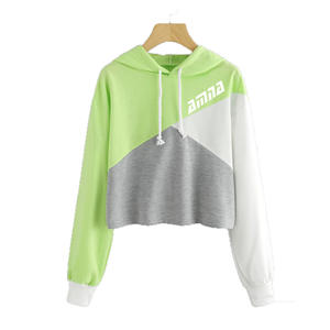 Sudadera corta con capucha para mujer, de calidad superior, Color negro, diseño a rayas, longitud corta - Product Image 2