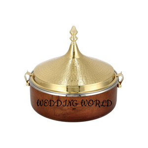 Cazuela con acabado de resina de acero inoxidable con acabado dorado, última colección, olla caliente hecha a mano, forma redonda, nuevo calentador de alimentos de Metal - Product Image 2