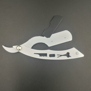 Support de rasoir pour hommes, 1 pièce, outils de barbier, pour crâne, pour cheveux, ancien couteau de rasage pliant noir, porte-rasoir lisse en acier inoxydable (sans lame) - Product Image 5