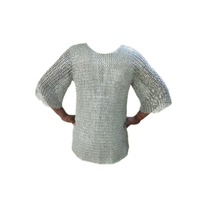 Haubergeon de aluminio personalizable de alta calidad, medias mangas, anillo remachado redondo, armadura de cota de malla, fábrica del fabricante indio - Product Image 4