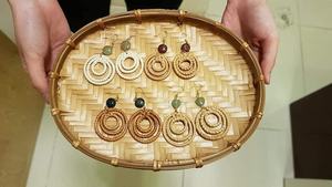 Boucles d'oreilles Vintage en rotin pour femmes, boucles d'oreilles à la mode, pour vacances, en osier, à la mode, - Product Image 5