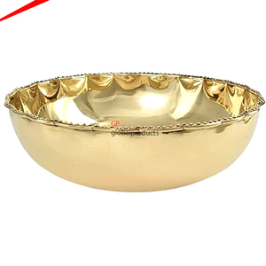 Bol de service en métal doré fantaisie avec finition haut de gamme, bol de service décoratif pour centre de table - Product Image 1