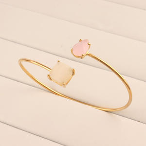 Wholesale Luxury Fashion <b>Bangle</b> <b>Bracelet</b> Natural White Sugar Druzy Briolette Cut Pink Quartz Gold/Silver Plated Styles - Product Image 6
