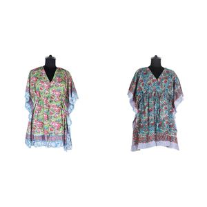 ชุดเดรสสั้นแฟชั่นอินเดียสำหรับ2025ชุดเดรสสั้นแบบสั้นของอินเดียพิมพ์ลายด้วยมือสไตล์ Kaftan - Product Image 1