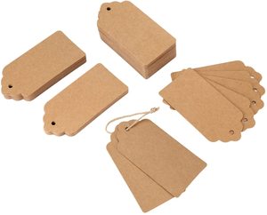 Tùy chỉnh 120 cái Kraft thẻ giấy cho đám cưới nâu hình chữ nhật thủ công thực phẩm sang trọng nhãn các tông - Product Image 1