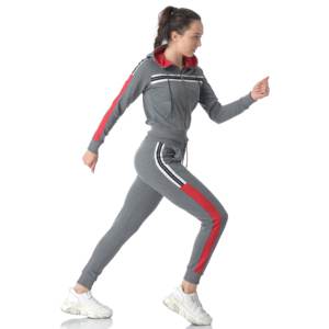 Custom Printing Logo Women's Zipper Hoodie With <b>Matching</b> <b>Joggers</b> Pants Stripped Tracksuit <b>Set</b> - Product Image 2