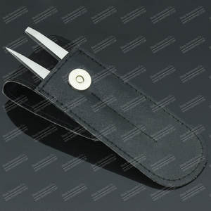 Ensemble de pinces à sourcils en acier inoxydable couleur argent, légères, avec logo personnalisé - Product Image 1