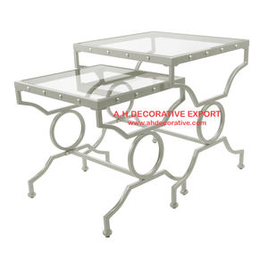 Set of 2 Modern round Aluminum <b>Side</b> <b>Tables</b> <b>for</b> Home Nickel Plated <b>for</b> <b>Living</b> <b>Room</b> Decor - Product Image 4