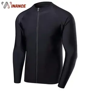 High Quality Black Full Zipper Closure Custom Logo Plain Blank Custom Mens <b>Rashguard</b> - Product Image 1