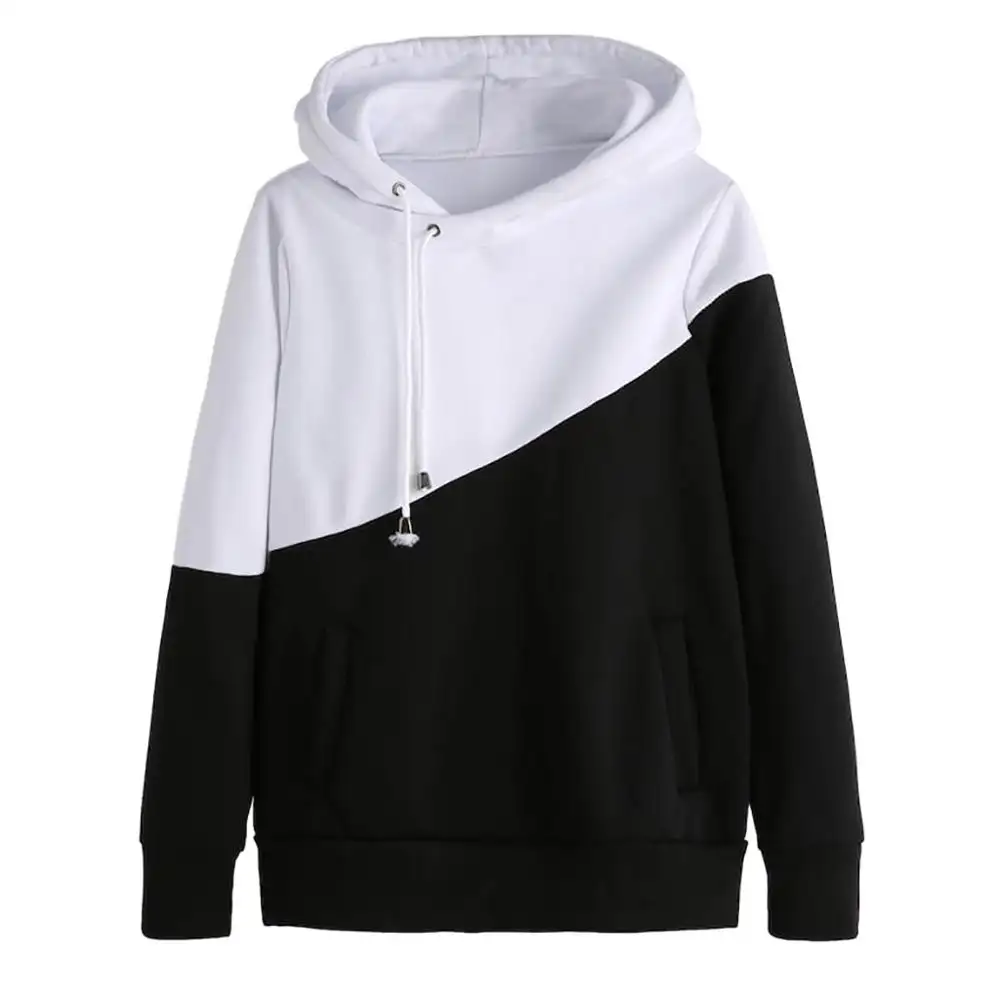 Women Pullovers O-Ring Zip Front Cut and Sew Sweatshirt Stand Collar