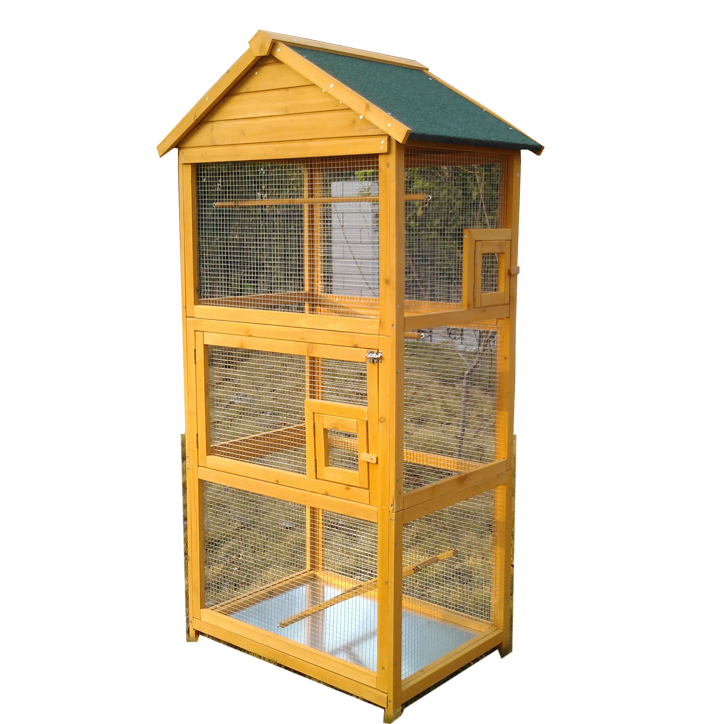 Large Wooden Art Wood Standing Bird Cage Pet Products Large Wooden Aviary Standing Vertical Play House with Bars for Parakeets