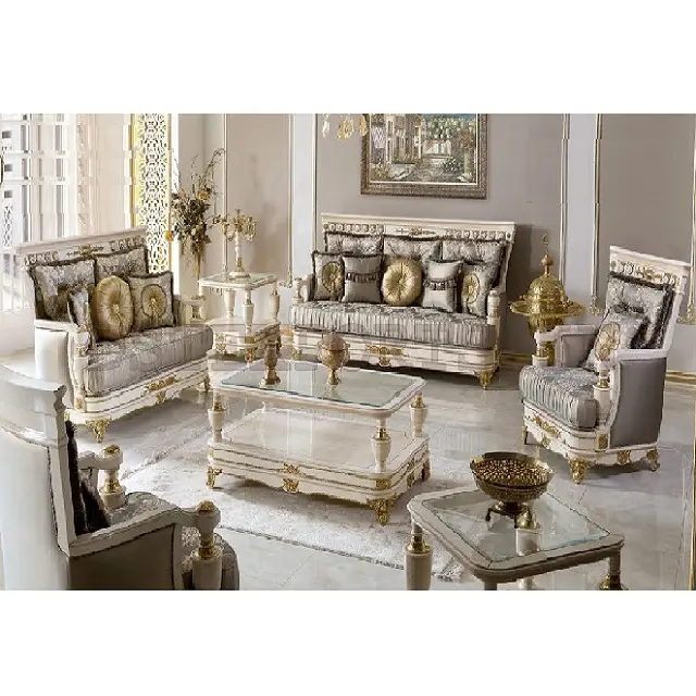 American Style Wohnzimmer Sofa Set Luxus italienische Salon Möbel Set moderne weiße Oberfläche Wohnzimmer möbel
