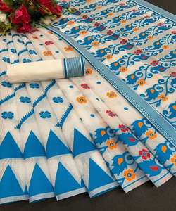 Kanchipuram Saree en soie tenue de soirée mariage indien dernier créateur Banarasi sari en coton et soie avec chemisier vêtements pour dames grossiste ApparelGarment - Product Image 4