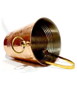 Cubo enfriador de cerveza de cobre con asas de cobre Cubo enfriador de botellas de cerveza pulido moderno mejor artesanía - Product Image 3