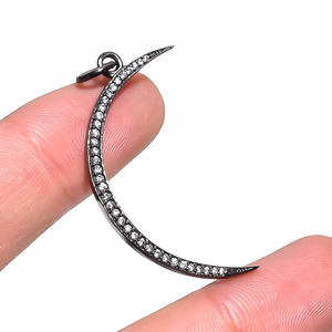 Plata de Ley 925 Unisex media luna Micro pavé joyería fina circonita cúbica corte piedra preciosa de nacimiento personalizable para compromiso - Product Image 3