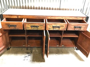 Meuble de rangement latéral en bois MDF et fer, style industriel moderne, fait à la main, couleur naturelle, meubles de salon, commode à tiroirs - Product Image 5