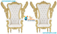 Chaises de trône royales baroques pour roi et reine, en bois de teck durable, couleur personnalisable, ensemble de chaises Lion pour la mariée, le marié et la fête de mariage