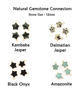 Amazonite ธรรมชาติตัวเชื่อมต่อรูปดาว12มม. จี้ทองเหลืองชุบทองไฟฟ้าแฮนด์เมด DIY ตัวเชื่อมต่อเครื่องประดับประกันตัวเดียว - Product Image 2
