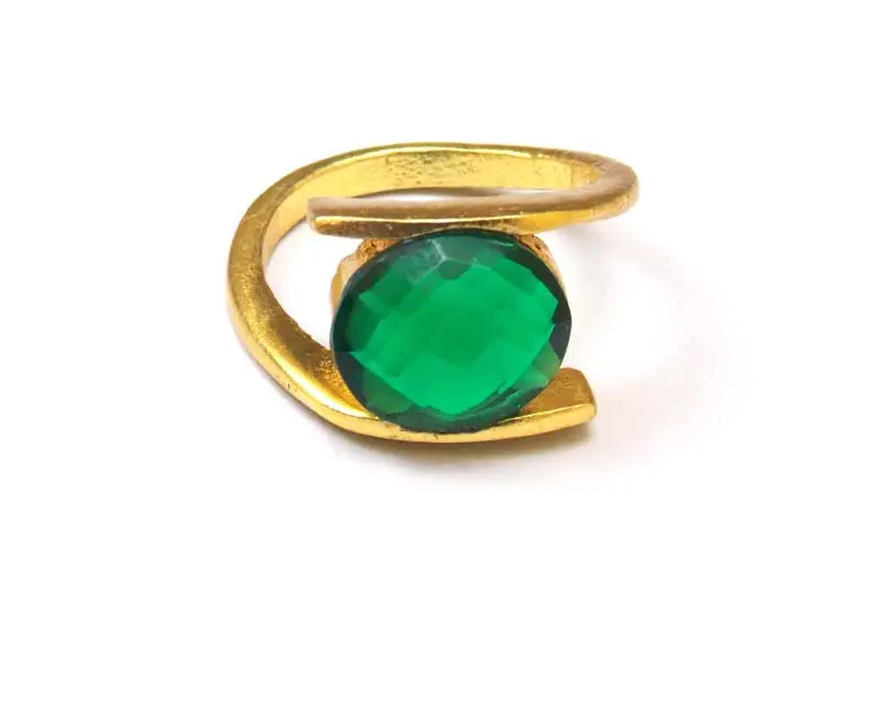 Bague en plaqué or, magnifique bijou vert, pour cadeau, ajustable, livraison gratuite