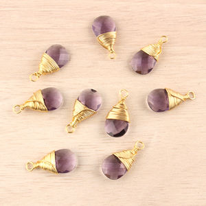 Connecteur de Quartz d'améthyste, biolette Quartz plaqué or, crayon enveloppé de fil, connecteur fait à la main à une boucle, vente en gros, pièces - Product Image 1
