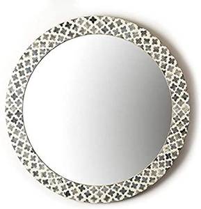 Bone Inlay Round <b>Mirror</b> in <b>White</b> - Product Image 1