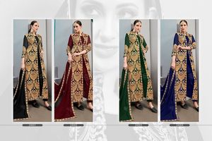 Seductor diseñador étnico trabajo fiesta desgaste pesado Georgette bordado doble vestido seda Dupatta adultos Koti concepto Salwar Kameez - Product Image 6