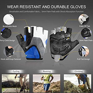 Gants de cyclisme unisexes respirants anti-choc demi-doigt pour les sports et l'extérieur en cuir/polyester et nylon - Product Image 3