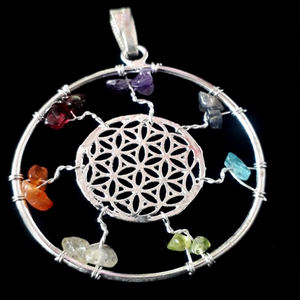 Sept Chakras Métal Pendentif Pierres Précieuses Chips Pendentif En Gros Pierre De Guérison Naturelle De L'Inde - Product Image 1