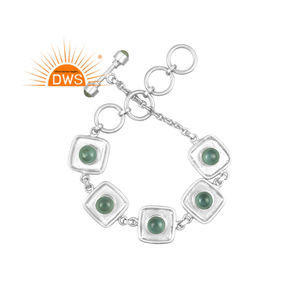 Latest Design Natural Aqua Chalcedony Gemstone Square Shape Design <b>Bracelet</b> For <b>Women</b> Fashion Jewelry Manufacturer - Product Image 1