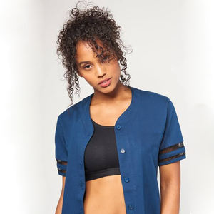 Maillot de baseball femmes maille Softball chemises à manches courtes col en v sports Fitness plaine baseball - Product Image 3