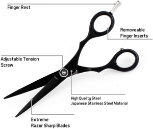 Ciseaux de coiffeur noirs mats professionnels personnalisés Ciseaux de cheveux en acier inoxydable avec outil de beauté de coupe de cheveux à lame tranchante - Product Image 2