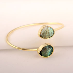 Newest Collection Natural Fire Labradorite Double Stone Bangle Gold Electroplated Bangle Womens Wear <b>Adjustable</b> Bangle <b>Bracelet</b> - Product Image 5
