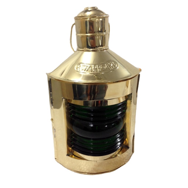 Nautical Lamp "STARBOARD" Green Glass Brass Ship Lamp Antique Customized Brass Ship Lamp