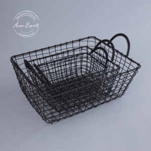 Cesta de frutas Rectangular larga de diseño personalizado, acabado rústico contemporáneo, alambre de hierro ecológico para cocina HECHO DE Metal - Product Image 3