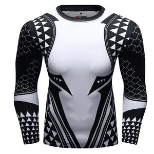 Custom Sublimated Compression Gym Shirts Long Sleeve BJJ Rashguard MMA <b>Mens</b> Rash Guard - Product Image 3