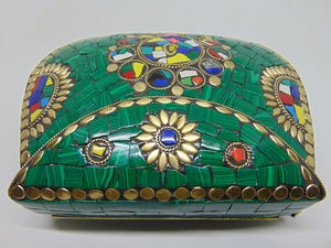 Pochette à main vintage en pierre ethnique, mosaïque en métal - Product Image 5