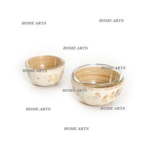 Bol à dessert en bois et en verre le plus récent avec vadrouille travail forme ronde bol de chocolats de taille personnalisée en inde - Product Image 1