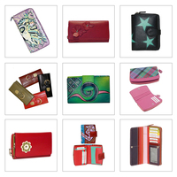 Dompet Wanita Ukuran Sedang Desain Cetak Hewan Modis Kulit Asli Tahan Air Resleting Katun Tempat Uang Tunai dan Kartu Siap Pakai